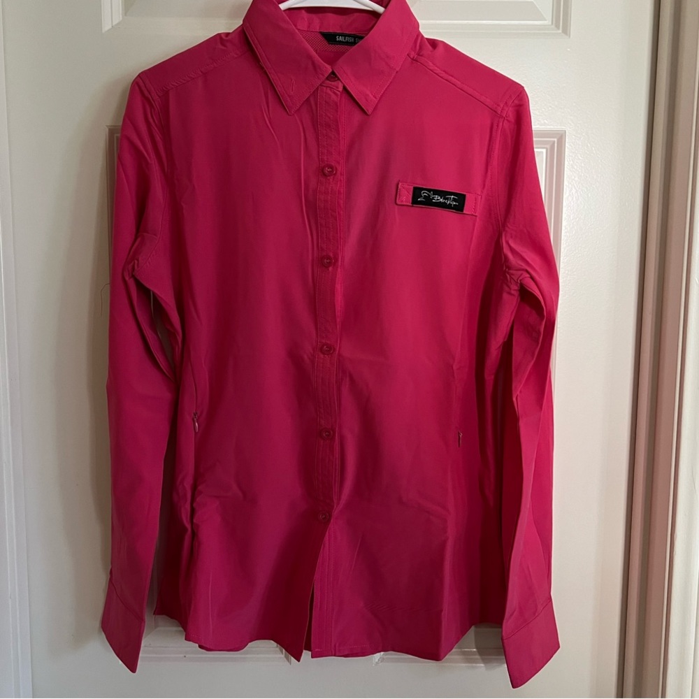 Vibrant Pink Long Sleeve Button Down Shirt